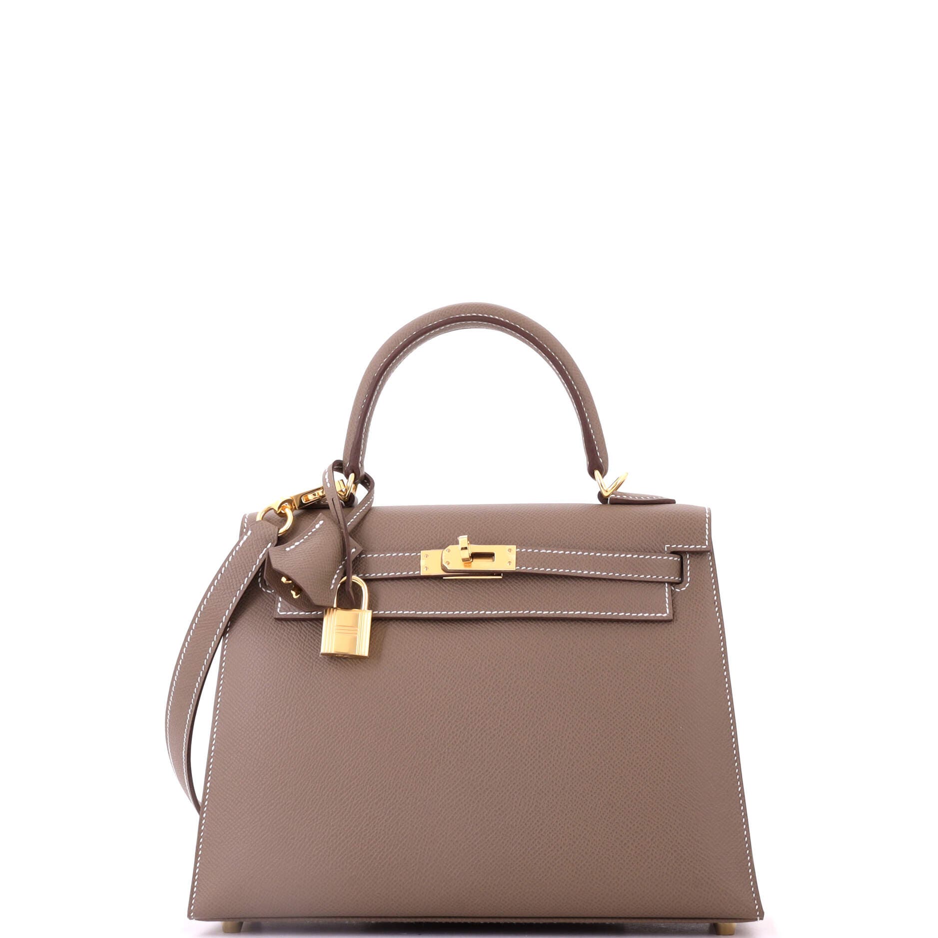 Kelly Handbag Grey Epsom with Gold Hardware 25, Main, color, Grey