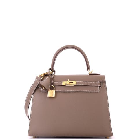 Kelly Handbag Grey Epsom with Gold Hardware 25
