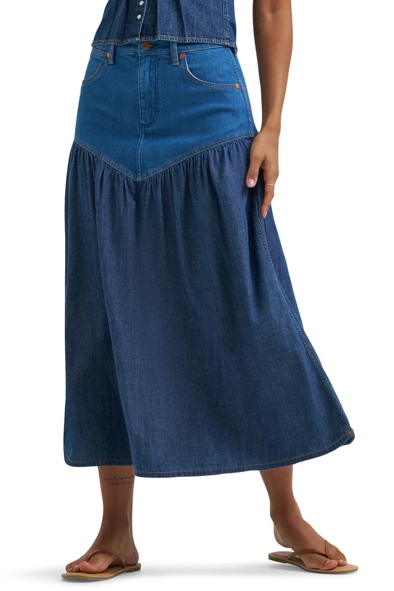 Western Tiered Midi Skirt, Main, color, LONE RIDER
