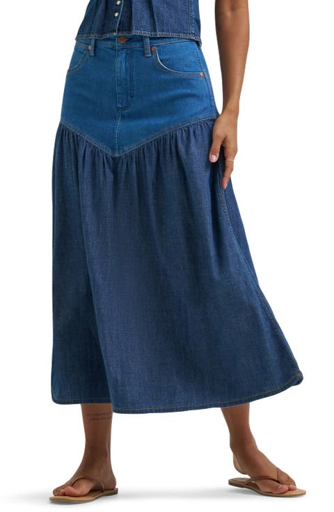 Western Tiered Midi Skirt