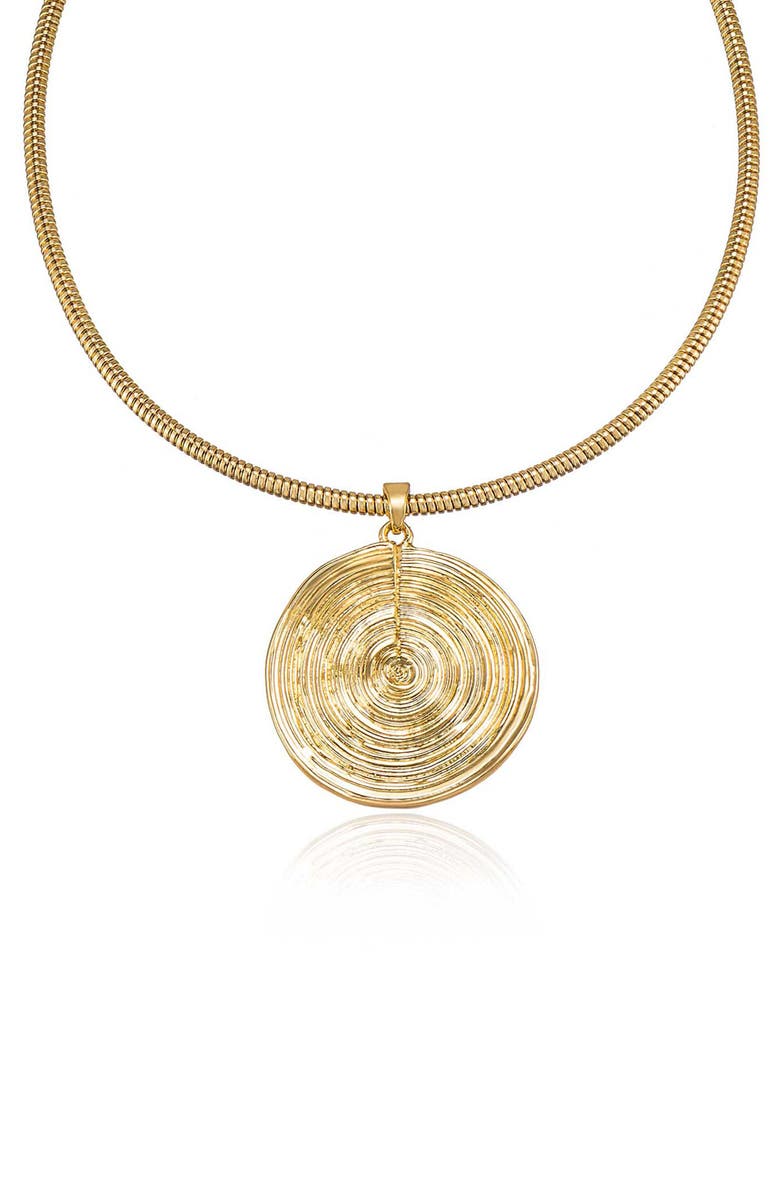 Ettika Disc Pendant Necklace, Alternate, color, Gold