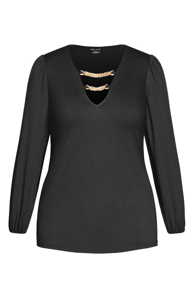 City Chic Romee Chain Detail Long Sleeve Top, Alternate, color, 