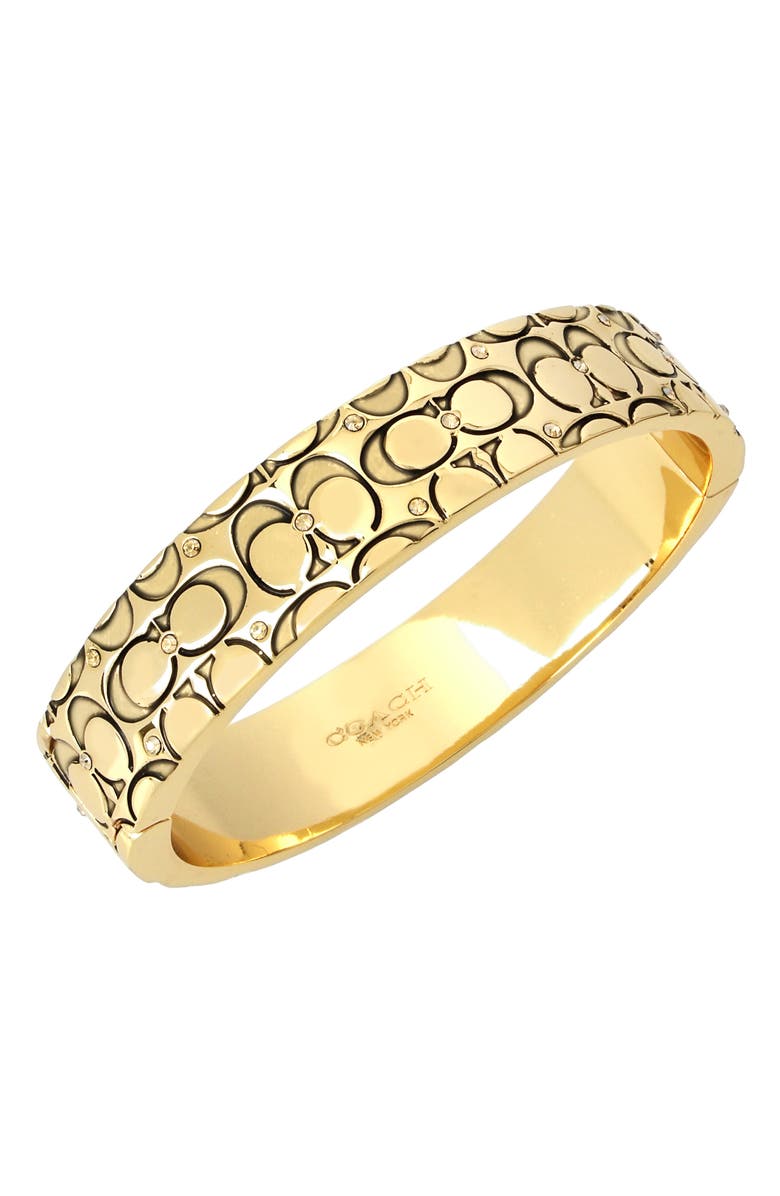 COACH Logo Quilted Hinged Bangle, Alternate, color, 