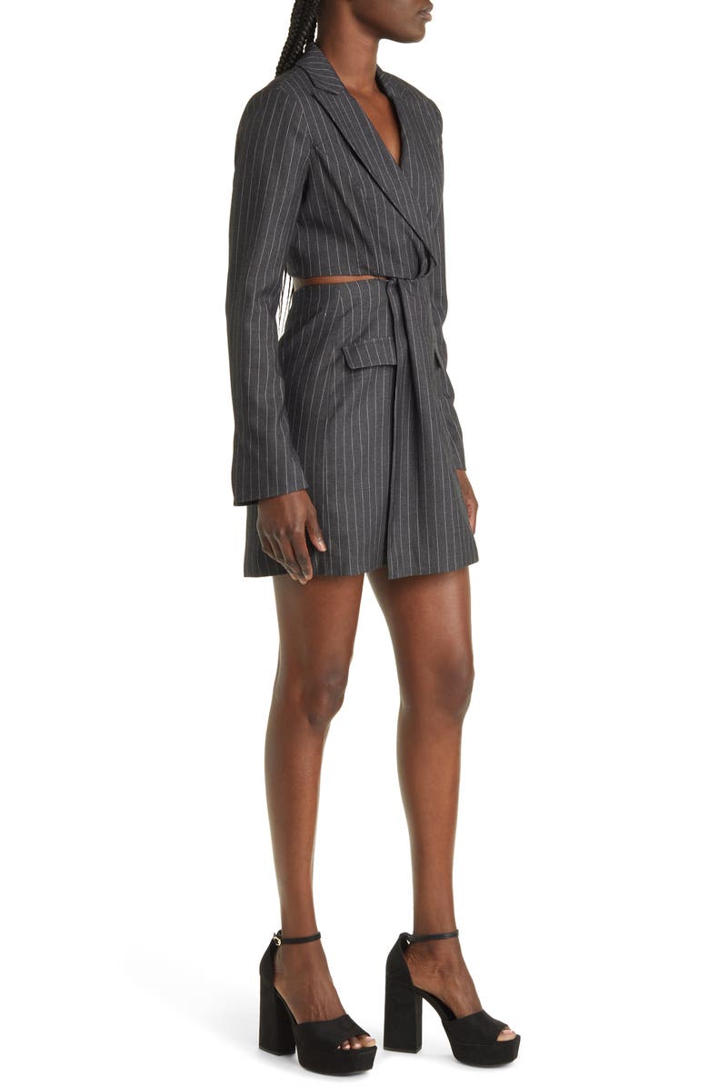 SOMETHING NEW Kara Pinstripe Cutout Long Sleeve Blazer Minidress, Alternate, color, 