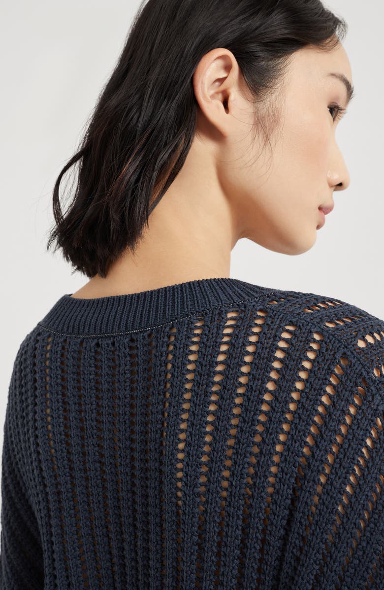 Brunello Cucinelli Ribbed openwork sweater, Alternate, color, 