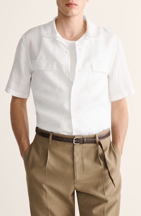 LINEN BOWLING-COLLAR SHIR
