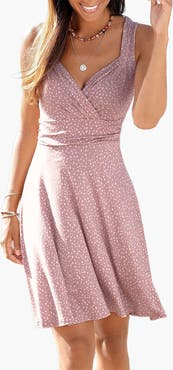 LASCANA Women's Printed Wrap Look Dress