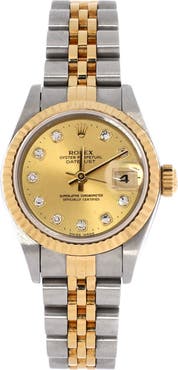 Pre-Owned Rolex Oyster Perpetual Datejust Automatic Watch Stainless Steel and Yellow Gold with Diamond Markers 26