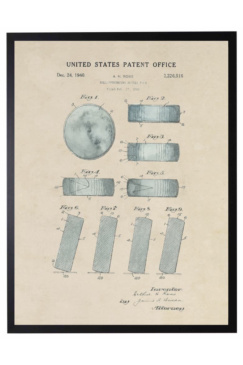 Hockey Puck Patent in Black Frame, Main, color, No Color
