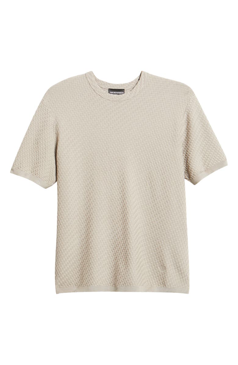 Emporio Armani Short Sleeve Basket Stitch Sweater, Alternate, color, Solid Dark Beige