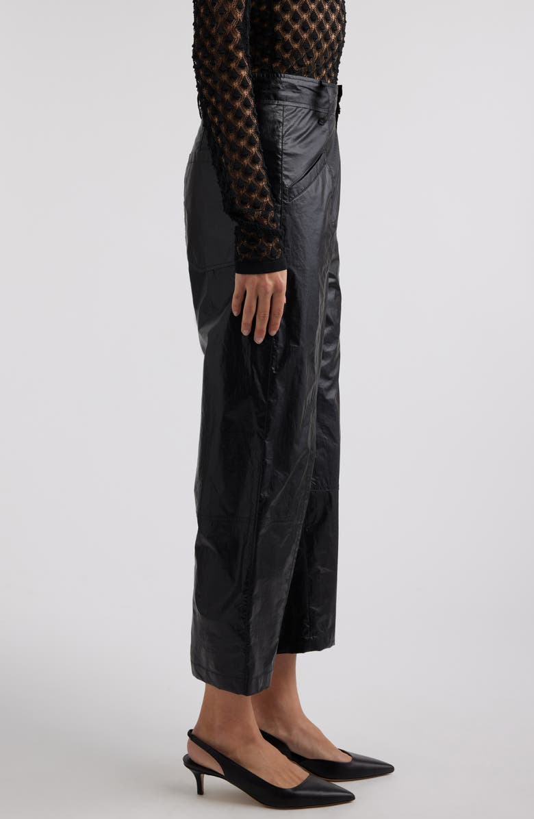 Isabel Marant Aude Crinkle Crop Faux Leather Pants, Alternate, color, 