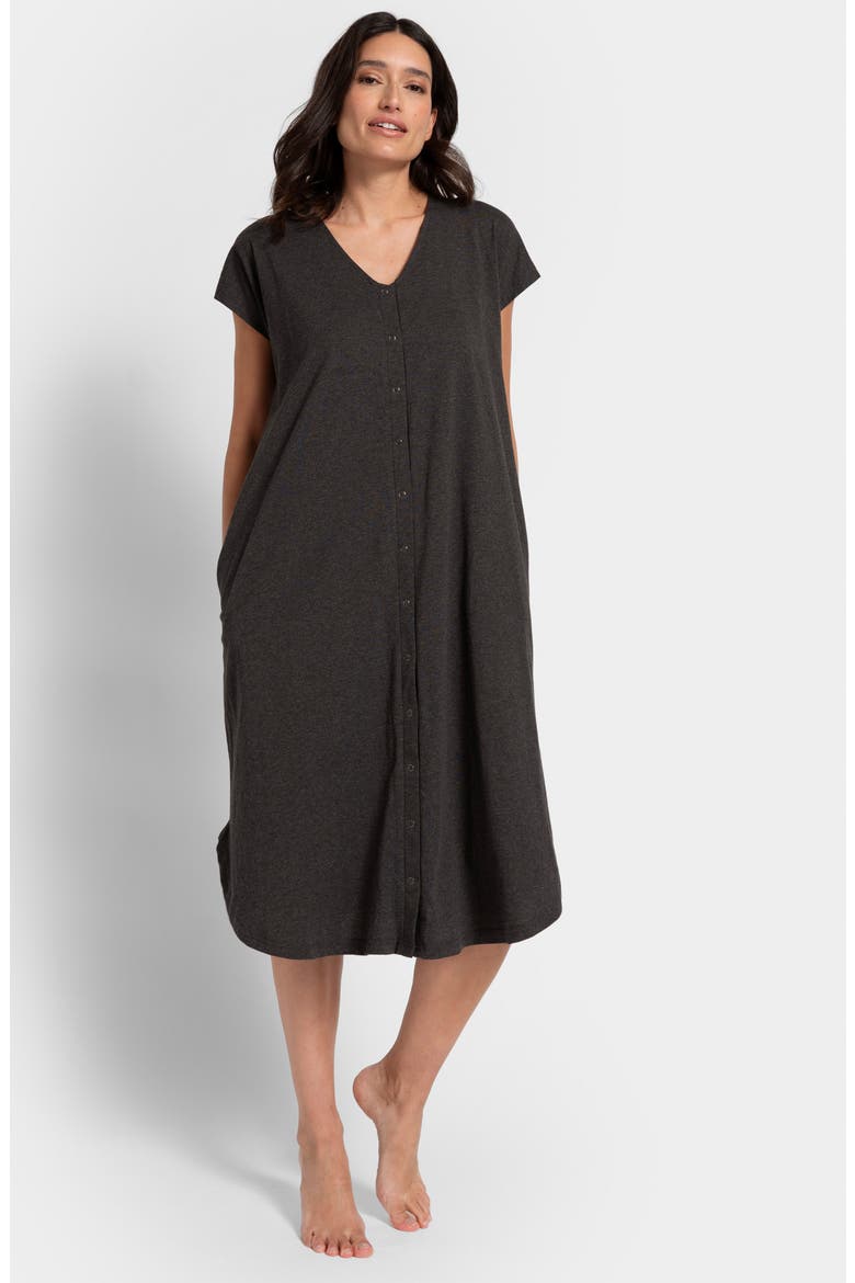 Maternity/Nursing Organic Cotton Labor Nightgown, Alternate, color, CHARCOAL
