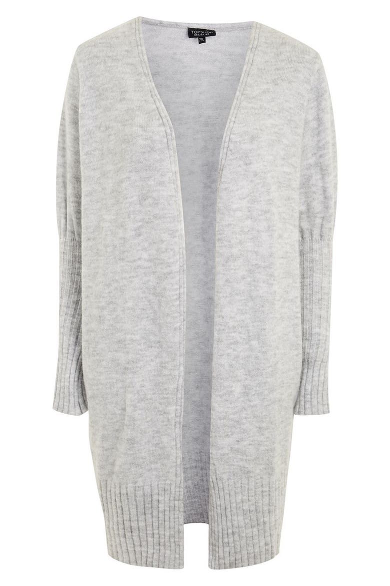 Puff Sleeve Longline Cardigan, Alternate, color, GREY MARL