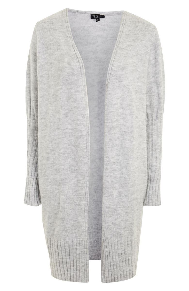 Topshop Puff Sleeve Longline Cardigan, Alternate, color, 
