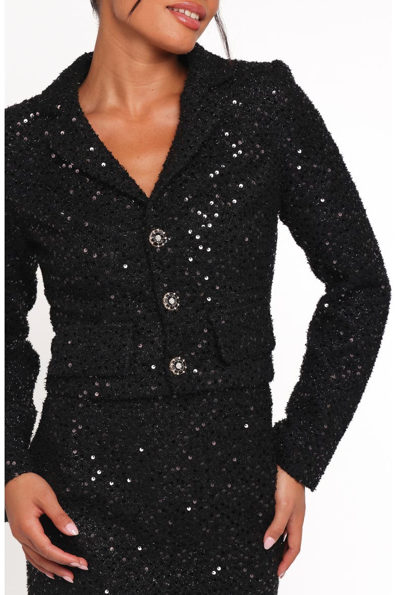 Valentina Sequin Crop Blazer, Alternate, color, BLACK SEQUIN