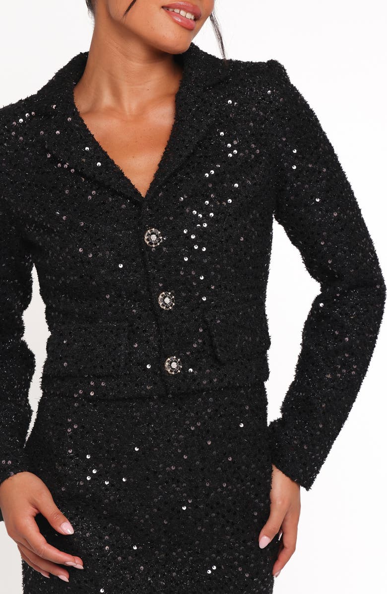 Petal & Pup Valentina Sequin Crop Blazer, Alternate, color, Black Sequin