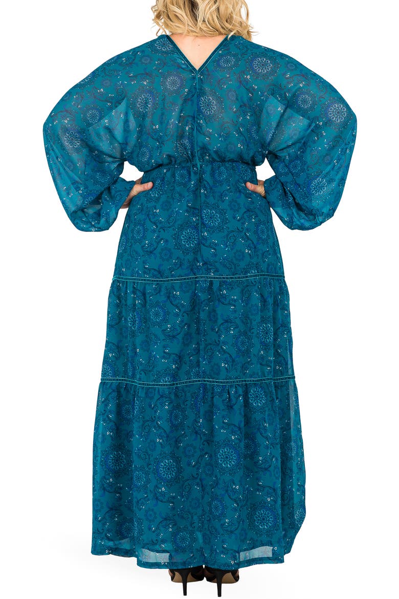 Maxine Floral Print Maxi Dress, Alternate, color, TEAL