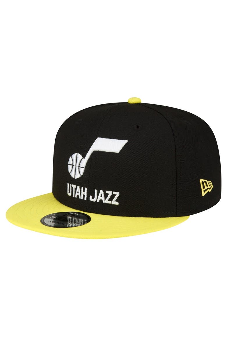 Men's New Era Black/Yellow Utah Jazz Official Team Color 2Tone 9FIFTY Snapback Hat, Main, color, Black