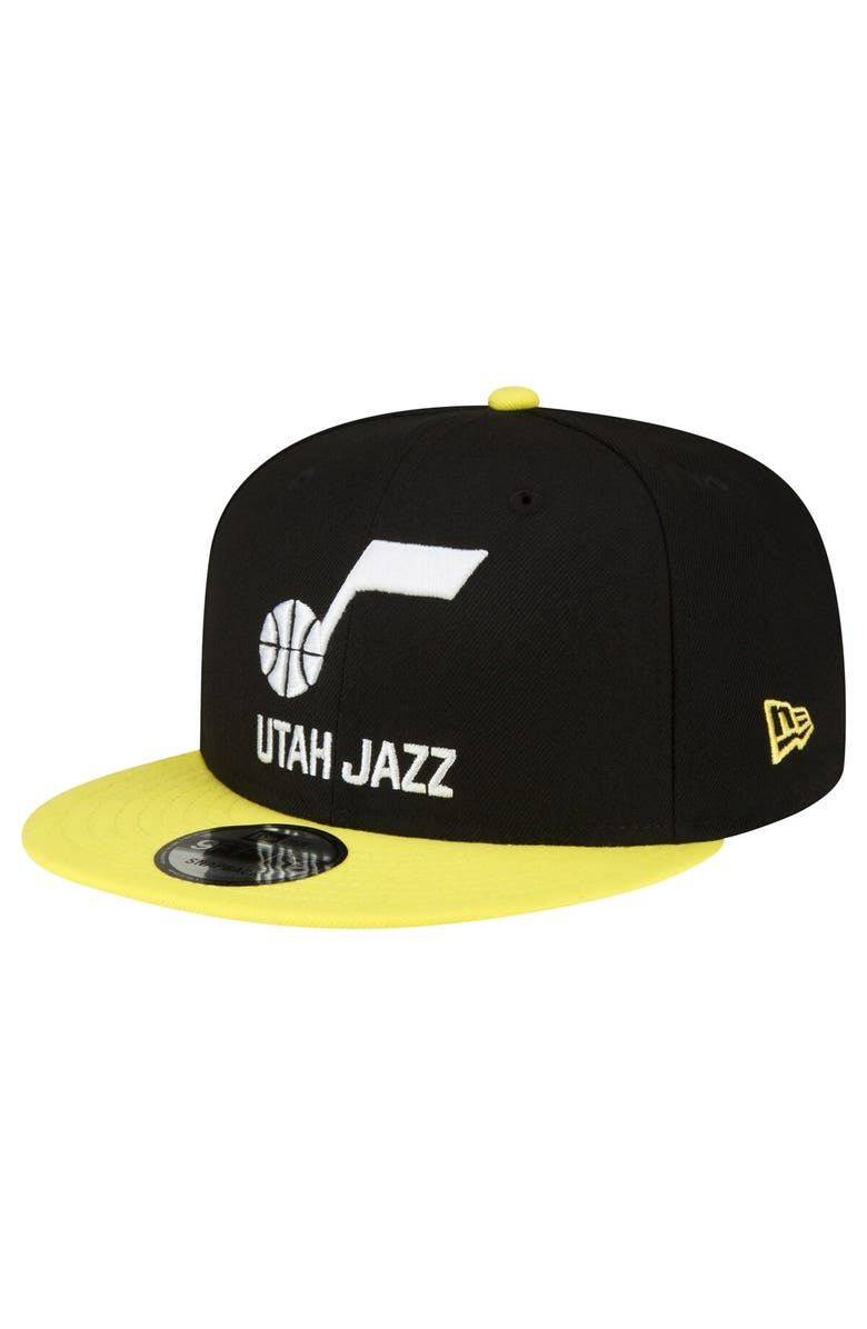 New Era Men's New Era Black/Yellow Utah Jazz Official Team Color 2Tone 9FIFTY Snapback Hat, Main, color, 
