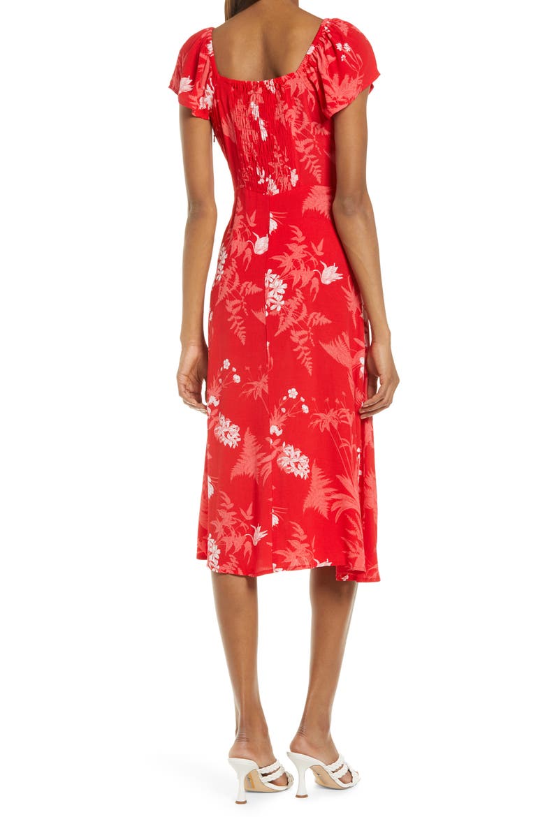 Floral Slit Dress, Alternate, color, RED CHINOISE TROPICAL TOILE