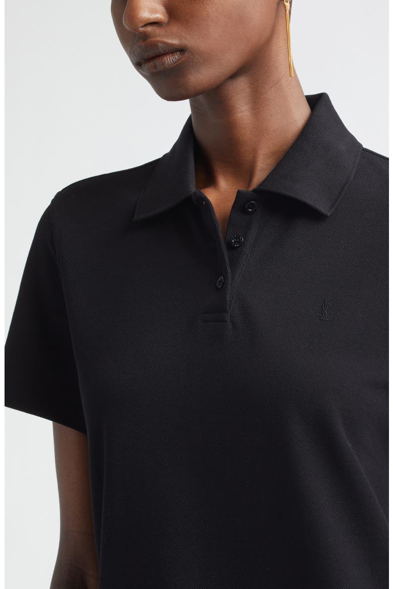 Cassandre Embroidered Cotton Piqué Minidress, Alternate, color, NOIR