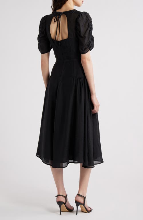 Chelsea28 Puff Sleeve Fit & Flare Midi Dress In Black