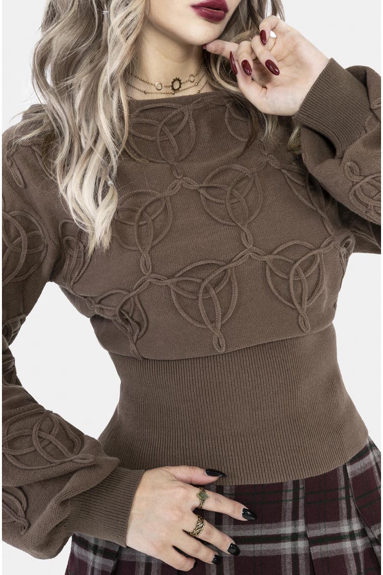 Covet Cotton-blend Cable Knit Sweater, Alternate, color, Brown