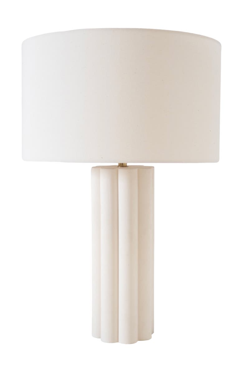 Brightech Becca 24" LED Geometric Pillar Table Lamp with Cream Fabric Shade, Bulb Included, Alternate, color,