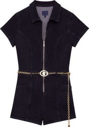GUESS Ember Belted Stretch Denim Romper