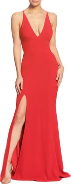 Dress the Population Iris Slit Crepe Gown