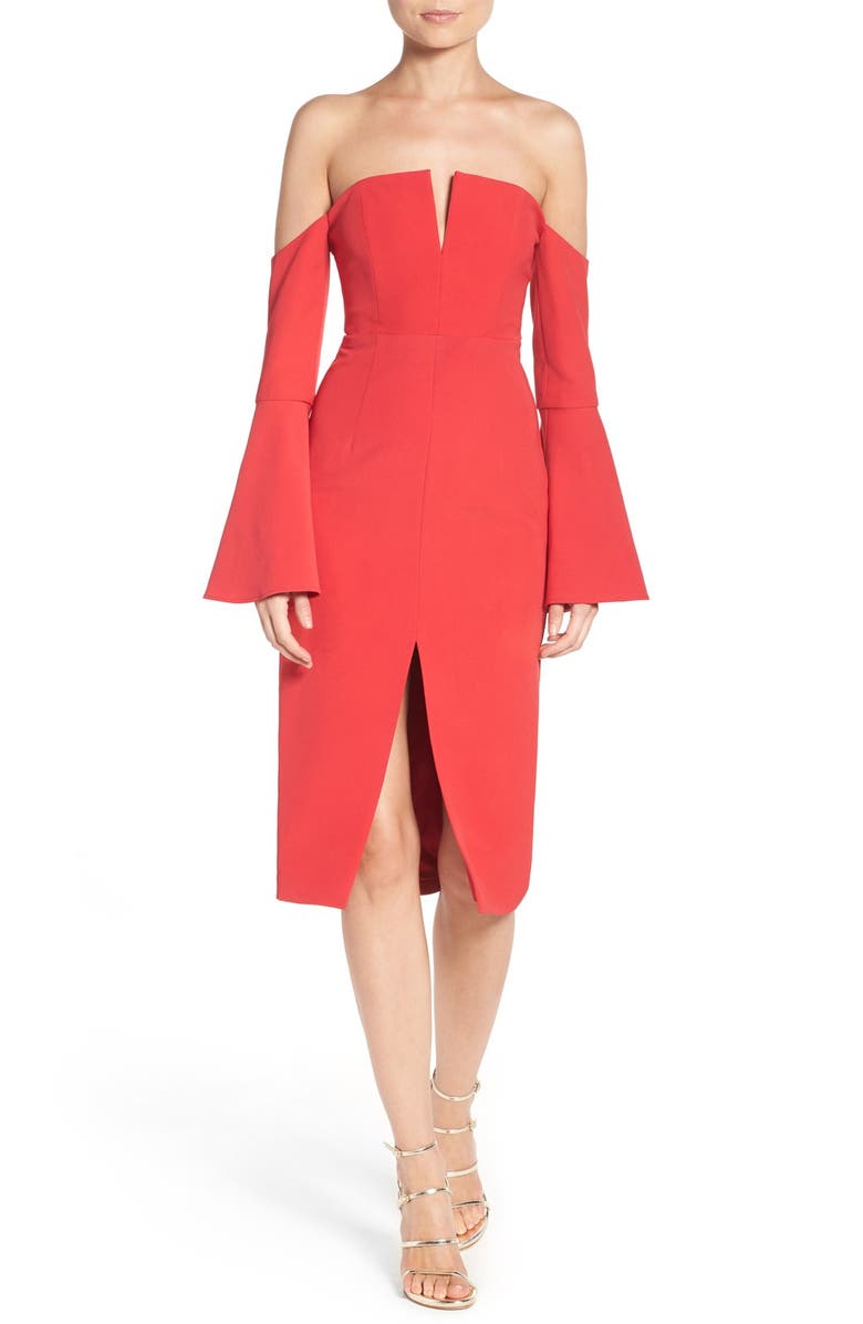 Bardot Jasmine Off the Shoulder Sheath Dress, Alternate, color,