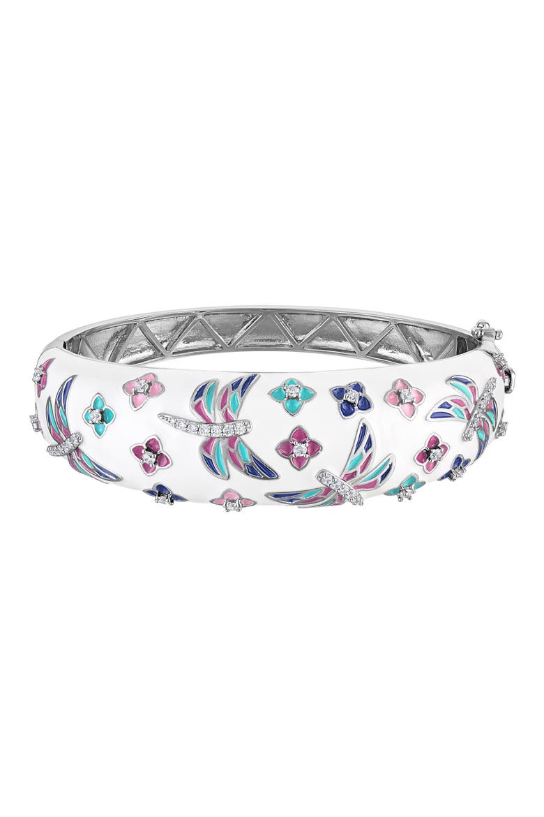 Enamel Dragonfly Bangle, Main, color, WHITE