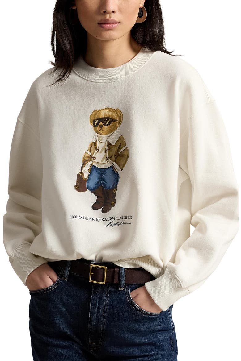 Polo Bear Fleece Graphic Sweatshirt, Main, color, PRCHMNT CR