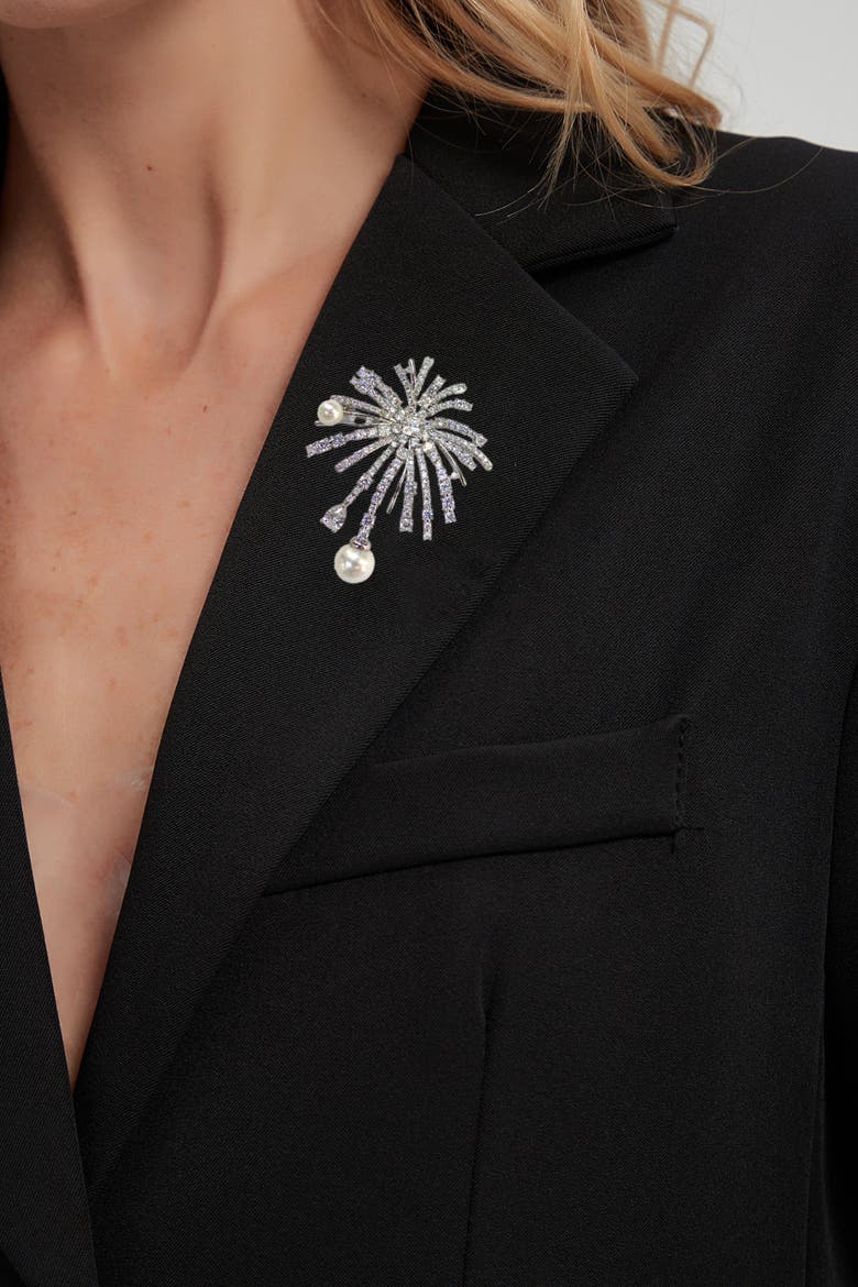 Pavé Firework Multi Way Brooch Pendant, Alternate, color, Silver