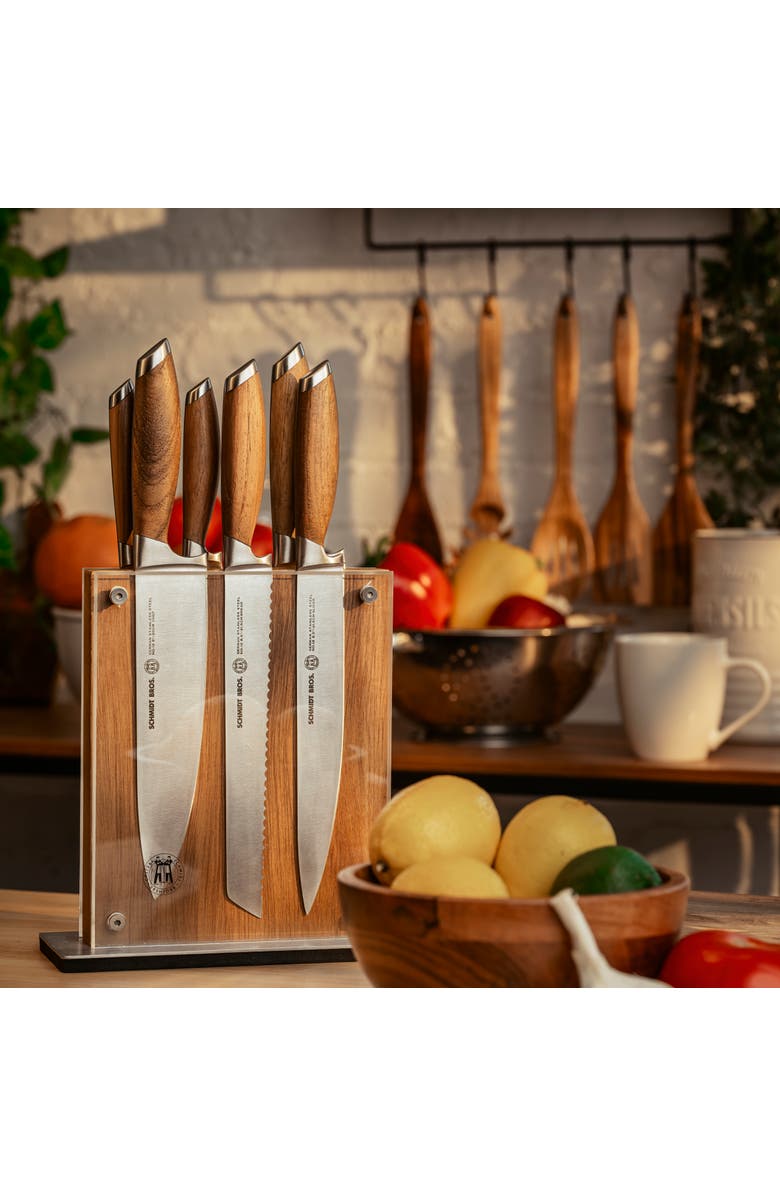 Schmidt Brothers Cutlery Bonded Teak 7-Piece Knife Block Set, Alternate, color, Brown