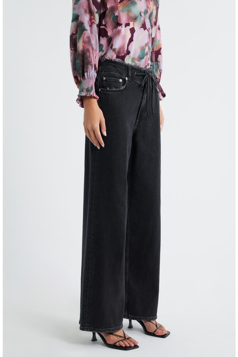 Angeleno High Waist Wide Leg Drawstring Jeans, Alternate, color, ASH BLACK