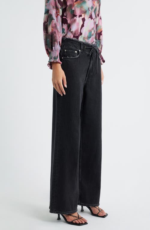 Rails Angeleno High Waist Wide Leg Drawstring Jeans In Black
