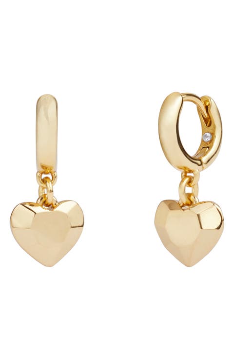 Faceted Heart Huggie Earrings