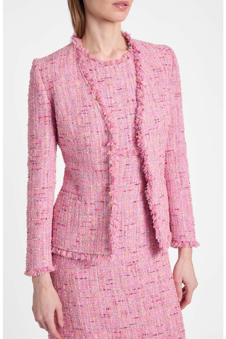 Cynthia Jacket in Luxury Cotton Blend Tweed, Alternate, color, Candy Pink