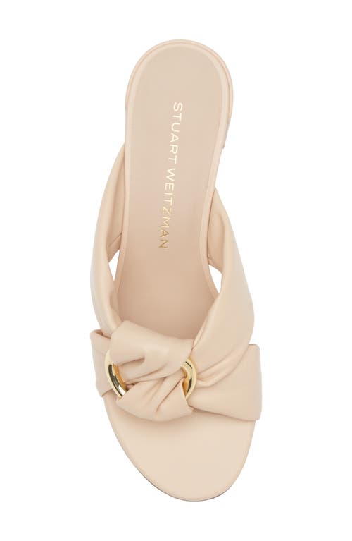 Stuart Weitzman Cece Leather Twisted Ring Slide Sandals In Barely Beige