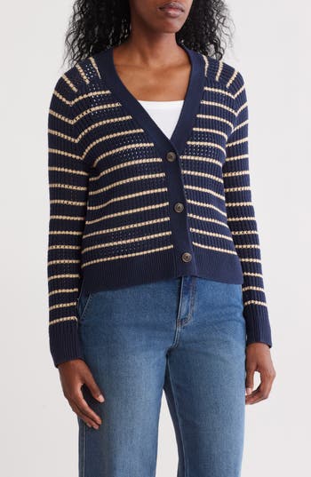CASLON CASLON® COTTON BLEND POINTELLE CARDIGAN 