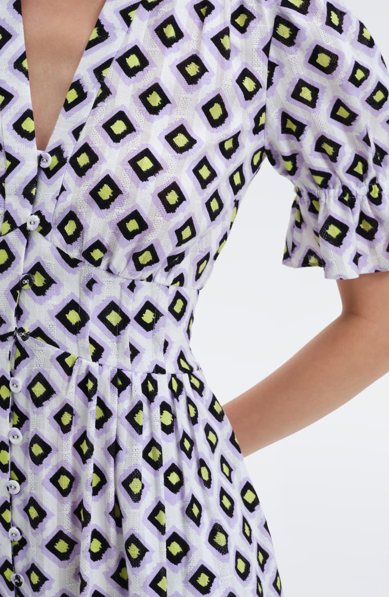 Diane von Furstenberg Erica Button Front Cotton Midi Dress, Alternate, color,