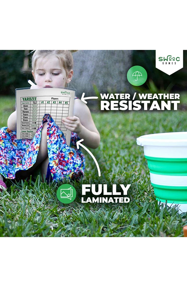 Swooc Games 5 Pack of Yardzee & Farkle Scorecards with Markers, Alternate, color, White