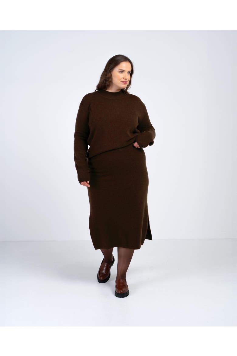 Josie Merino Knitted Midi Skirt, Alternate, color, Bitter Chocolate