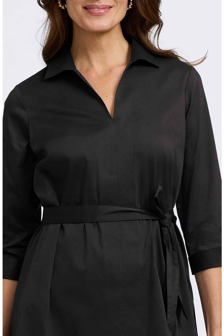Agnes Belted Cotton Blend Shirtdress, Alternate, color, BLACK