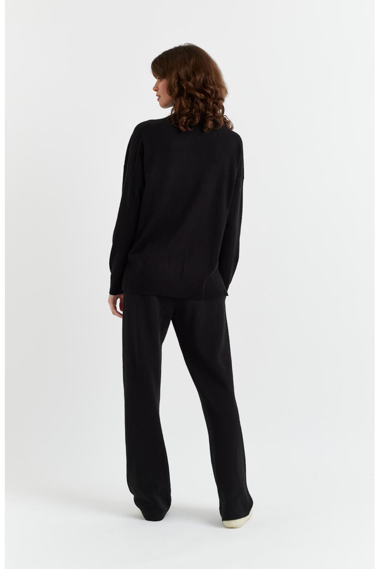 Relaxed Roll Neck Wool & Cashmere Sweater, Alternate, color, Black