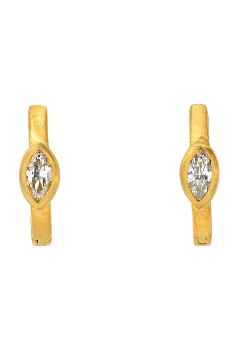 Marquise Cut Diamond Fairy Huggie Hoop Earrings