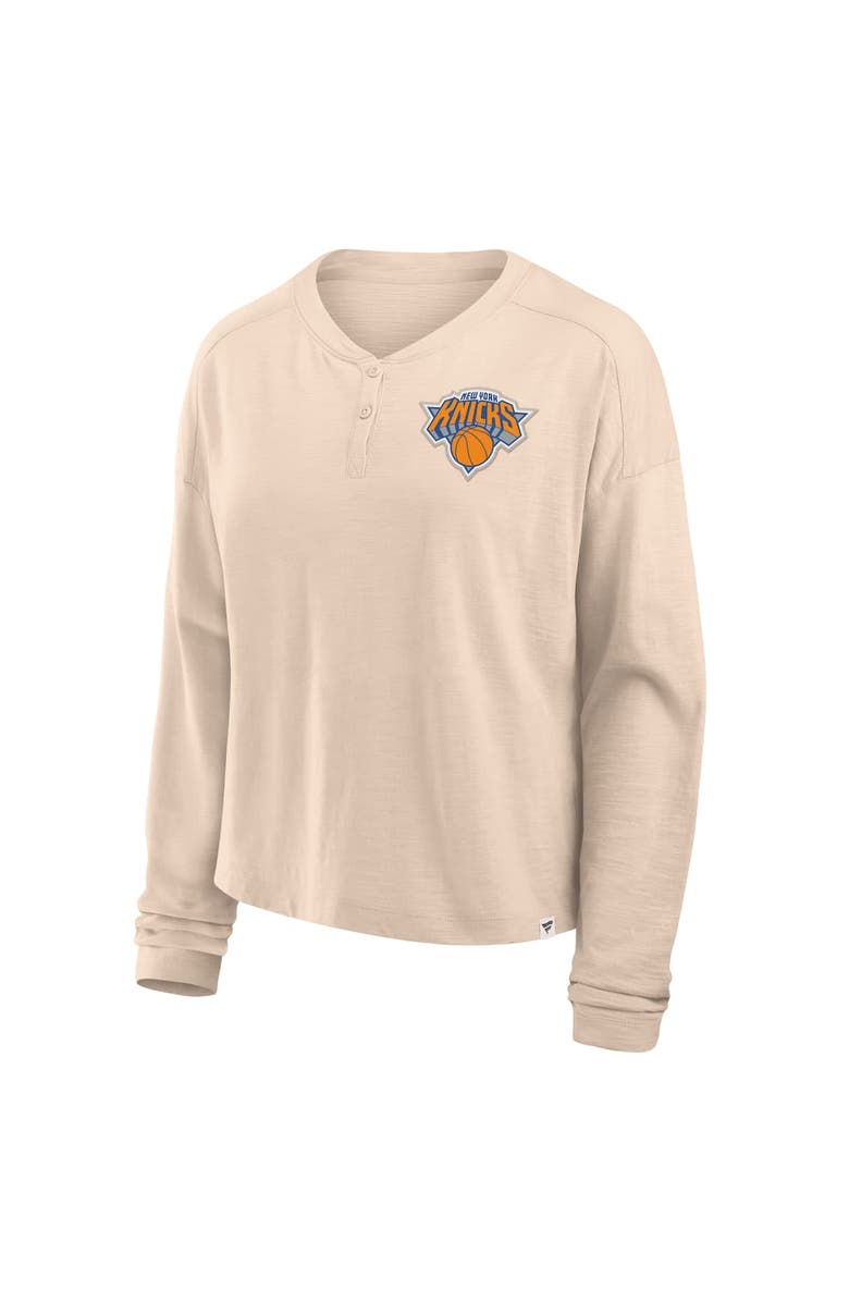 FANATICS Women's Fanatics Natural New York Knicks Boxed Out Drop Fashion Long Sleeve T-Shirt, Alternate, color, 