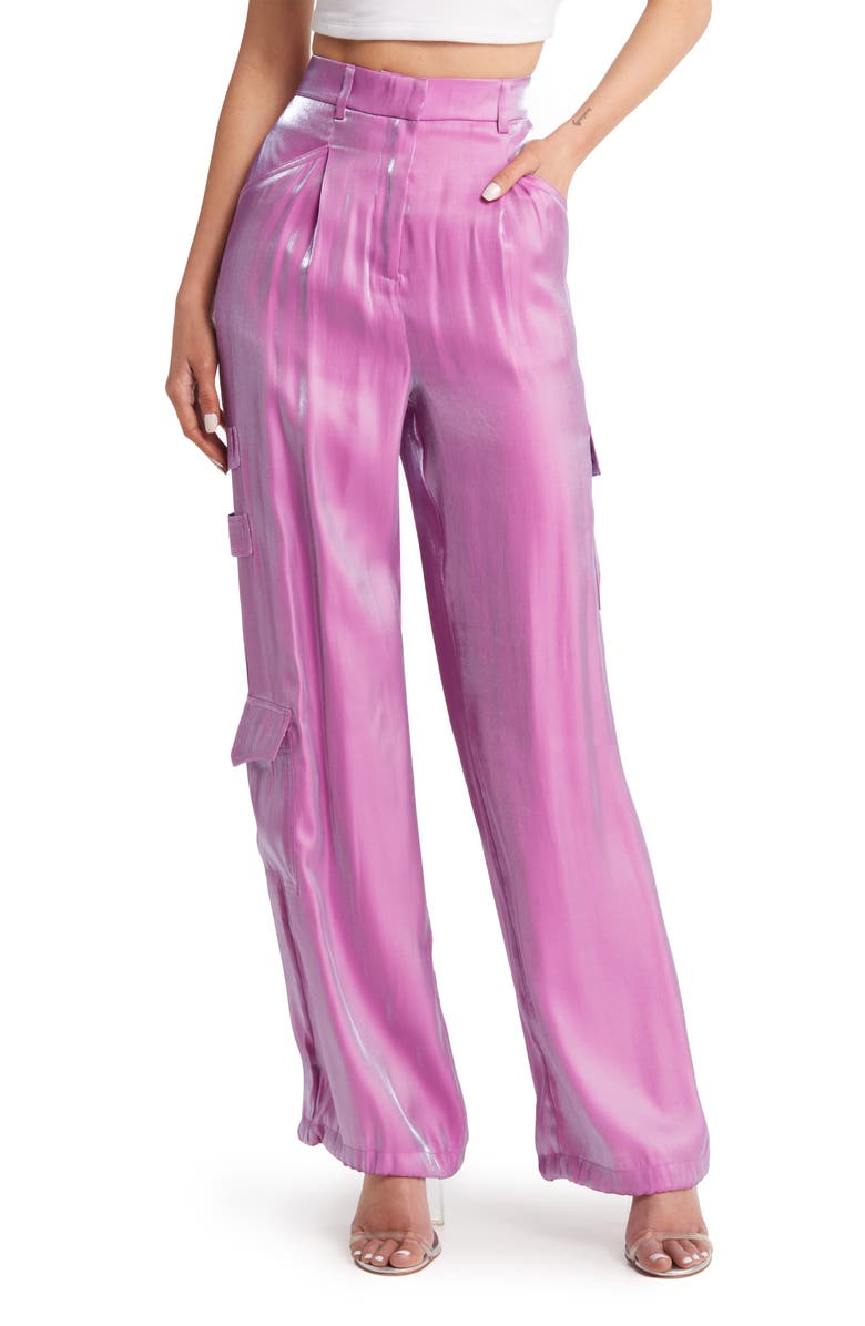 SOMETHING NEW Iridescent Cargo Pants, Main, color, 