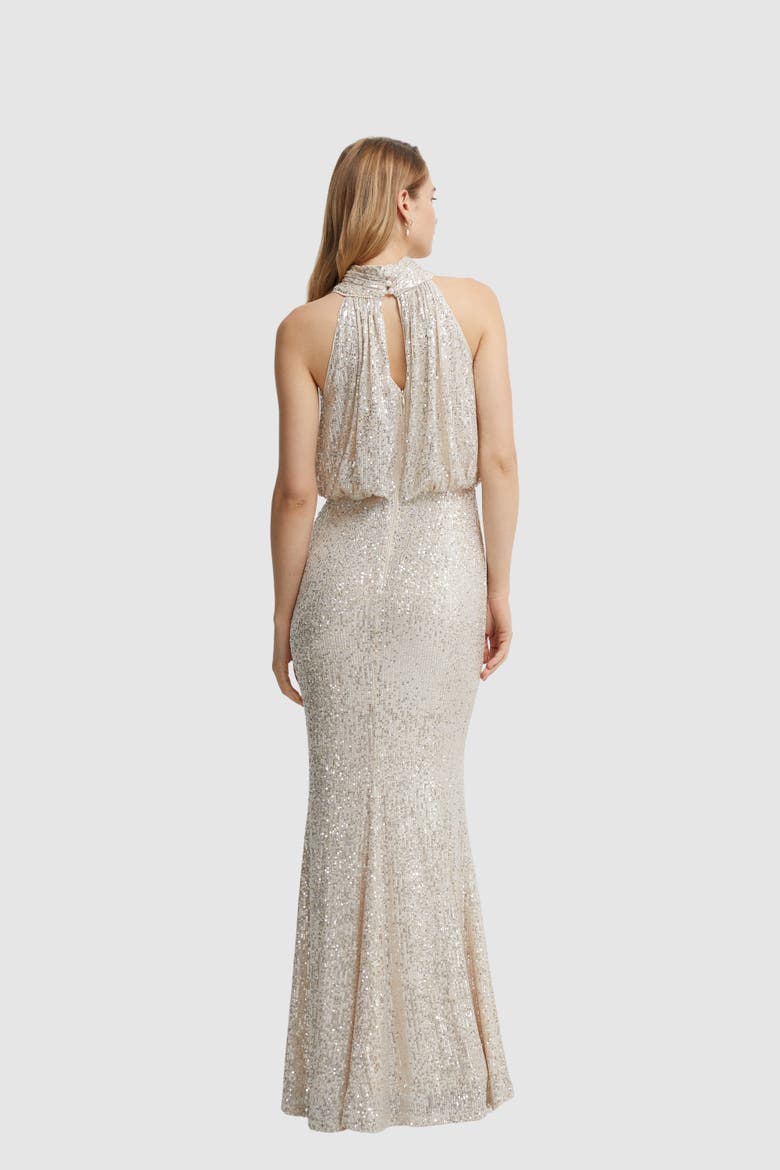 Sequin Bridesmaid Maxi Dress, Alternate, color, Champagne